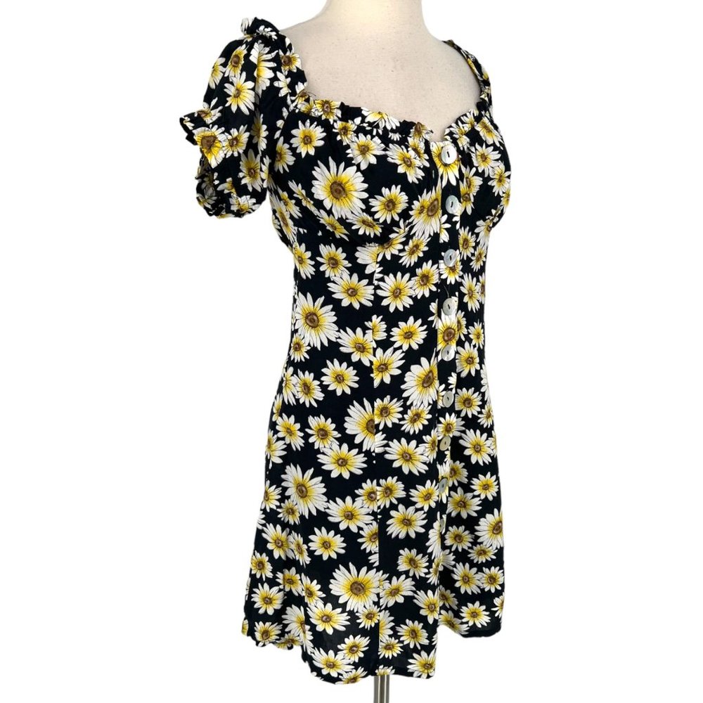 Seven Wonders Daisy Puff Sleeve Off-Shoulder Mini Dress Black White Small NWT - Picture 6 of 12